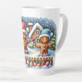 Gingerbread Family Snowy Christmas Scene Latte Mok (Rechterhoek)