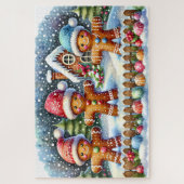 Gingerbread Family Snowy Christmas Scene Legpuzzel (Verticaal)