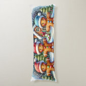 Gingerbread Family Snowy Christmas Scene Lichaamskussen (Voorkant Verticaal)