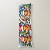 Gingerbread Family Snowy Christmas Scene Lichaamskussen (Achterkant (Verticaal))