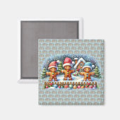 Gingerbread Family Snowy Christmas Scene Magneet (Voorkant / Achterkant)