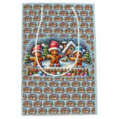 Gingerbread Family Snowy Christmas Scene Medium Cadeauzakje (Voorkant)