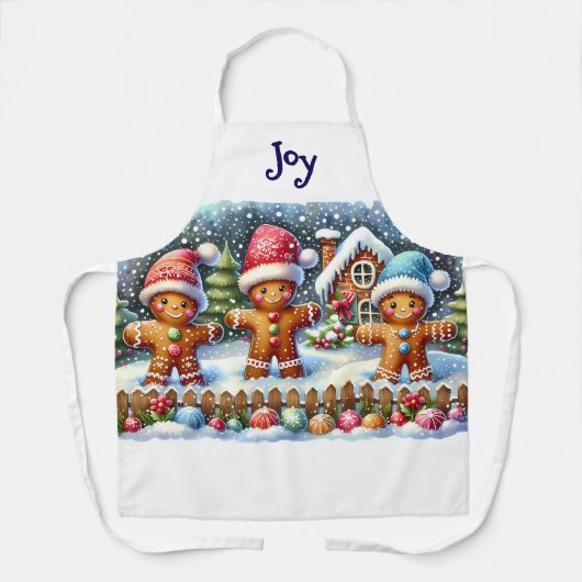 Gingerbread Family Snowy Christmas Scene Schort (Voorkant)