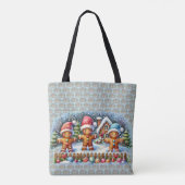 Gingerbread Family Snowy Christmas Scene Tote Bag (Achterkant)