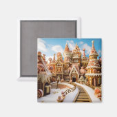 Gingerbread Feestelijke Winter Sneeuw Land Stad Magneet (Voorkant / Achterkant)