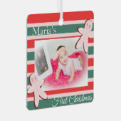 Gingerbread First Photo Merry Christmas Metalen Ornament (Voorkant Rechts)