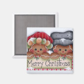 Gingerbread Folks Merry Christmas Magnet (Voorkant / Achterkant)