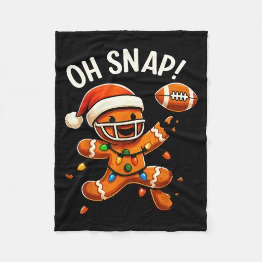 Gingerbread Football Oh Snap Christmas Lights Desi Fleece Deken (Voorkant)