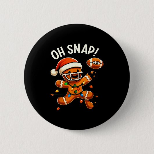 Gingerbread Football Oh Snap Christmas Lights Desi Ronde Button 5,7 Cm (Voorkant)