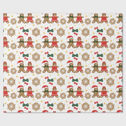 Gingerbread Friends Christmas Wrapping Paper Cadeaupapier (Vlak)