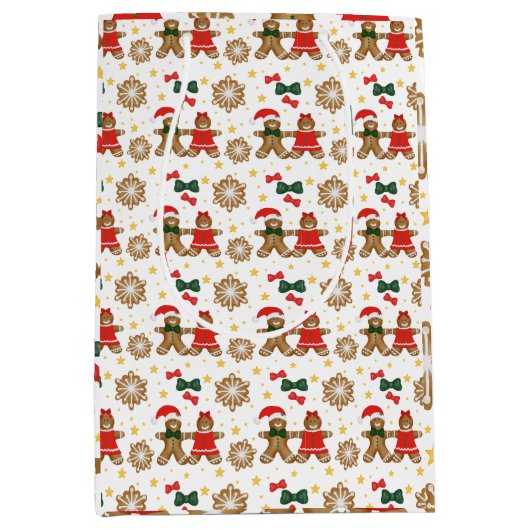 Gingerbread Friends Christmas Wrapping Paper Medium Cadeauzakje (Voorkant)