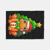 Gingerbread Frog Wearing Santa Hat Christmas Tree  Fleece Deken (Voorkant (Horizontaal))