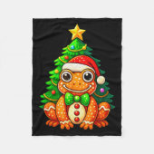 Gingerbread Frog Wearing Santa Hat Christmas Tree  Fleece Deken (Voorkant)