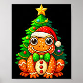 Gingerbread Frog Wearing Santa Hat Christmas Tree  Poster (Voorkant)