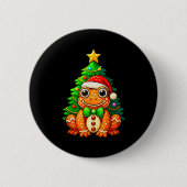 Gingerbread Frog Wearing Santa Hat Christmas Tree  Ronde Button 5,7 Cm (Voorkant)