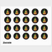 Gingerbread Frog Wearing Santa Hat Christmas Tree  Ronde Sticker (Vel)