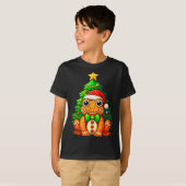 Gingerbread Frog Wearing Santa Hat Christmas Tree  T-shirt (Voorkant volledig)