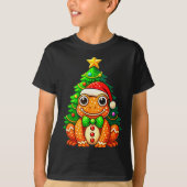 Gingerbread Frog Wearing Santa Hat Christmas Tree  T-shirt (Voorkant)