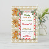 Gingerbread Fun Cookie Exchange Uitnodiging (Staand voorkant)