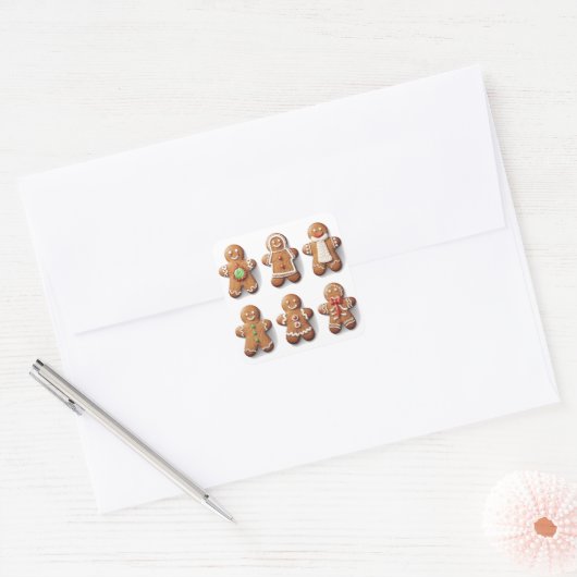 Gingerbread Gallery: Een vakantie assortiment Vierkante Sticker (Envelop)