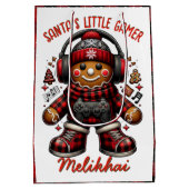 Gingerbread Gamer Rood & Zwart Geplaagd Kerstmis Medium Cadeauzakje (Achterkant)