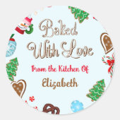 Gingerbread gebakken met liefde kerst koekjes ronde sticker (Voorkant)