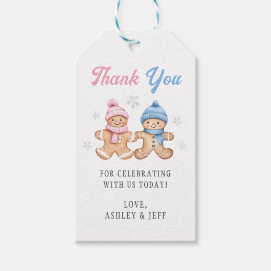 Gingerbread Gender Reveal Party Bedankt Cadeaulabel (Voorkant)