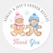 Gingerbread Gender Reveal Party Bedankt Ronde Sticker (Voorkant)