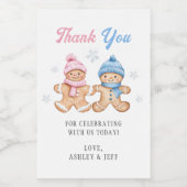 Gingerbread Gender Reveal Party Bedankt Wijn Etiket (Enkel label)