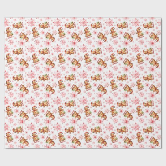 Gingerbread gepersonaliseerd cadeaupapier (Vlak)