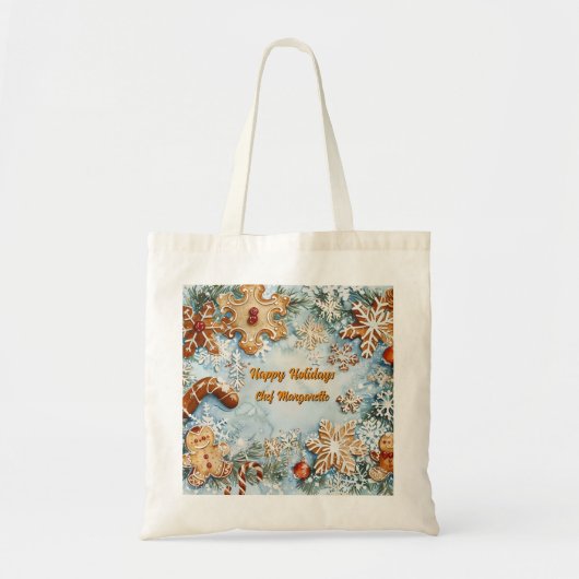 Gingerbread Gepersonaliseerde Chef Kerstcadeau Tote Bag (Voorkant)