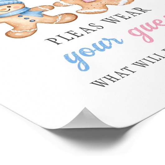 Gingerbread Geslacht onthullen Draag uw Guess Sign Poster (Hoek)