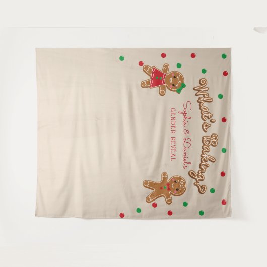Gingerbread geslacht onthulling banner foto achter wandkleed (Voorkant (horizontaal))