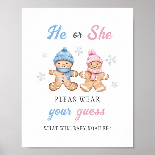 Gingerbread geslacht onthulling Draag je raad bord Poster (Voorkant)