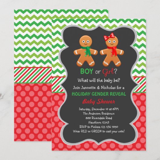 Gingerbread Geslacht Onthulling Uitnodiging (Voorkant / Achterkant)