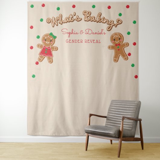 Gingerbread Geslacht Reveal Banner Foto Achtergron Wandkleed (In situ)