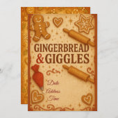 Gingerbread & Giggles Christmas Invitation  Kaart (Voorkant / Achterkant)