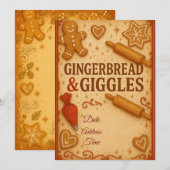Gingerbread & Giggles Kerst uitnodiging (Voorkant / Achterkant)