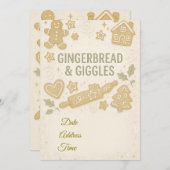 Gingerbread & Giggles Winter Invitation |Whimsical Kaart (Voorkant / Achterkant)