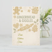 Gingerbread & Giggles Winter Uitnodiging |Whimsisc (Staand voorkant)