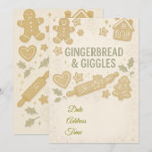 Gingerbread & Giggles Winter Uitnodiging |Whimsisc (Voorkant / Achterkant)