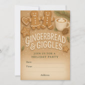 Gingerbread & Giggles Winterfeest Uitnodiging (Voorkant)