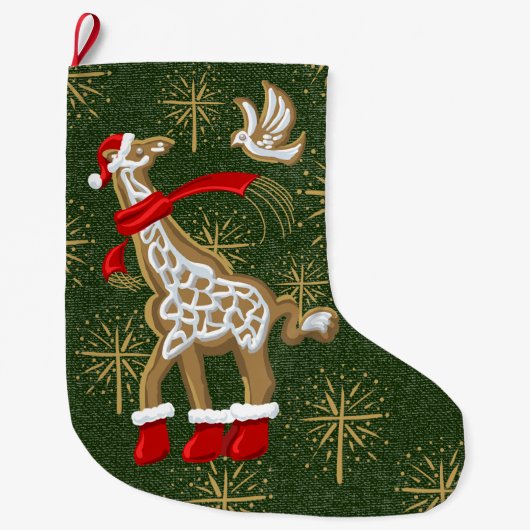 Gingerbread Giraffe/Dove Grote Kerstkous Grote Kerstsok (Voorkant)