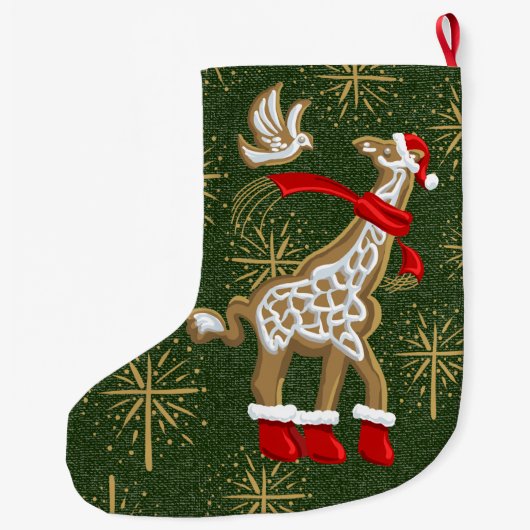 Gingerbread Giraffe/Dove Grote Kerstkous Grote Kerstsok (Achterkant)