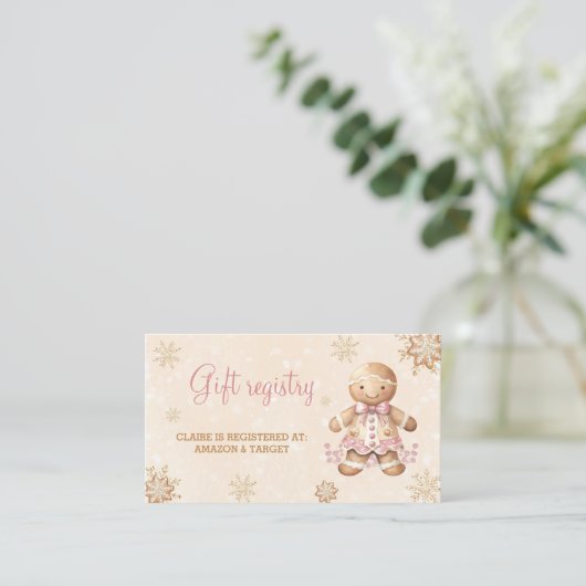 Gingerbread Girl Baby shower Gift Registry Kaart (Staand voorkant)