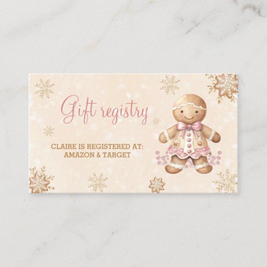 Gingerbread Girl Baby shower Gift Registry Kaart (Voorkant)