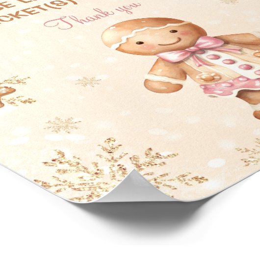 Gingerbread Girl Baby shower Luier Raffle Sign Poster (Hoek)