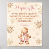 Gingerbread Girl Baby shower Luier Raffle Sign Poster (Voorkant)