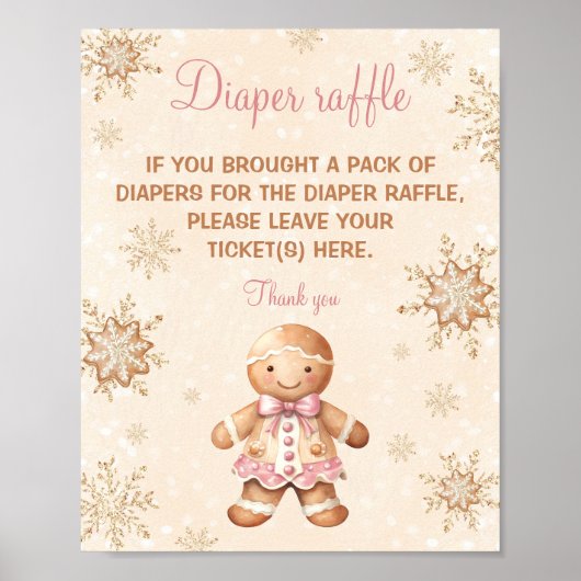 Gingerbread Girl Baby shower Luier Raffle Sign Poster (Voorkant)