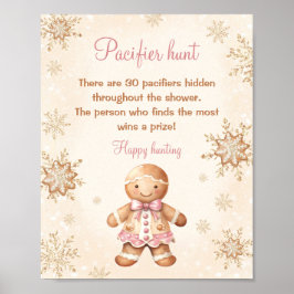 Gingerbread Girl Baby shower Pacifier Hunt Game Poster